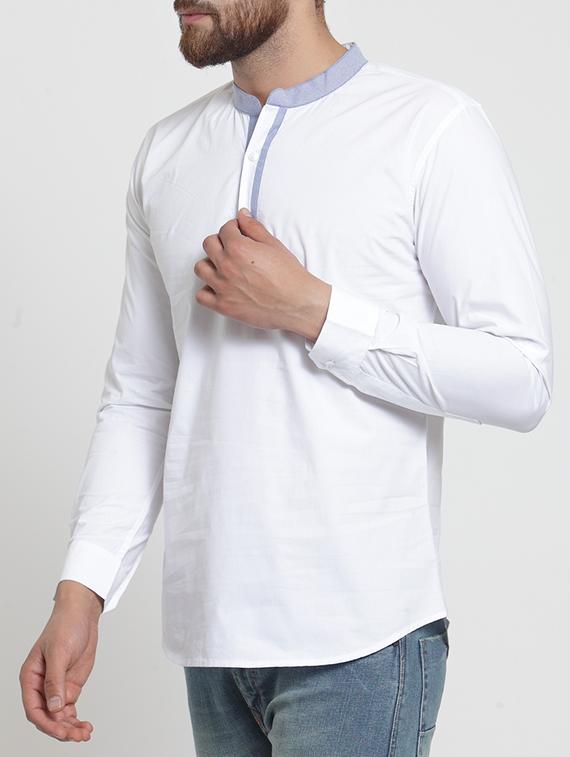 white solid short kurta - 15703765 - Zoom Image - 2