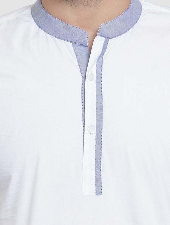 white solid short kurta - 15703765 - Zoom Image - 4