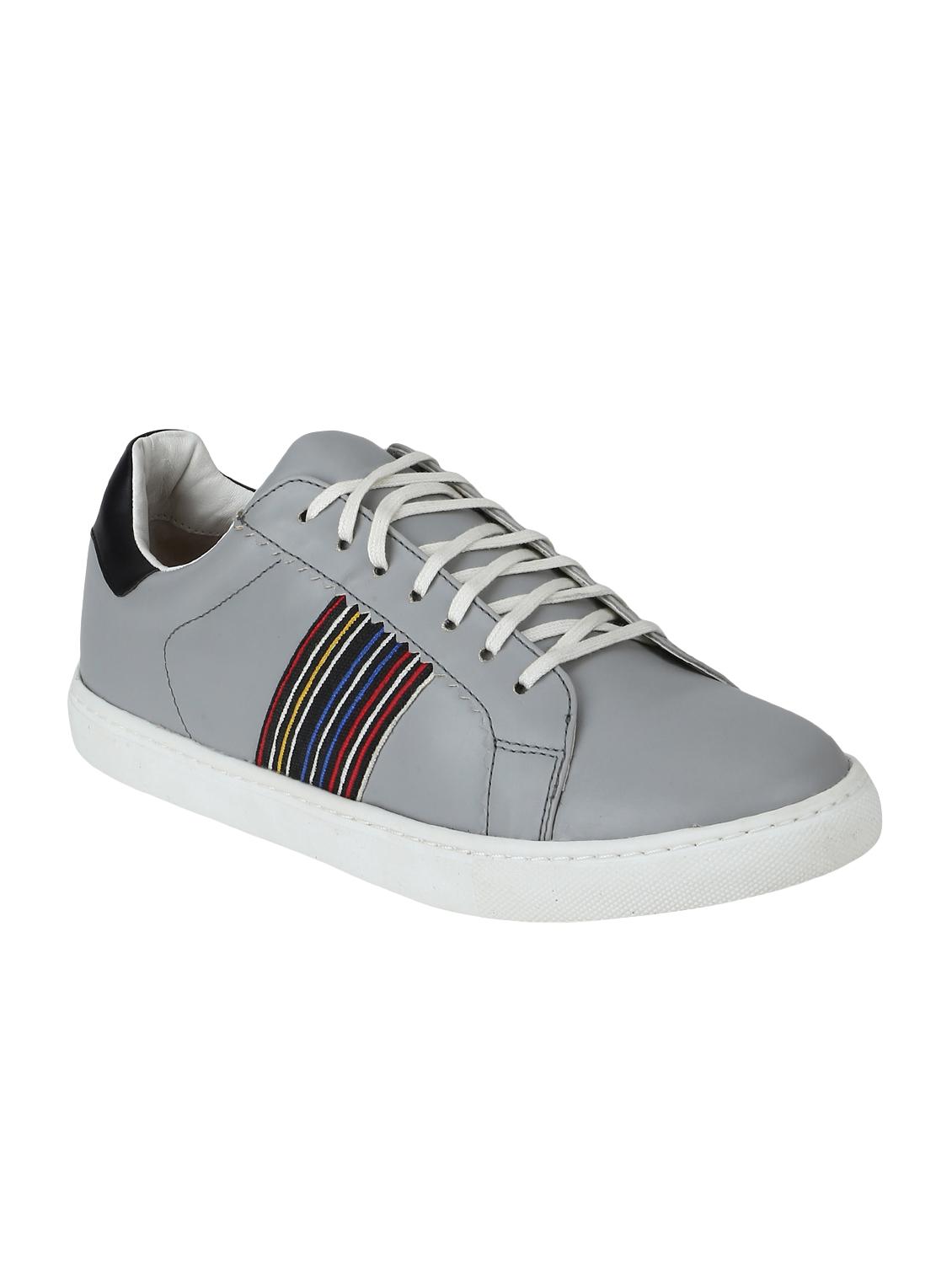 grey leatherette lace up sneakers - 15704981 - Zoom Image - 1