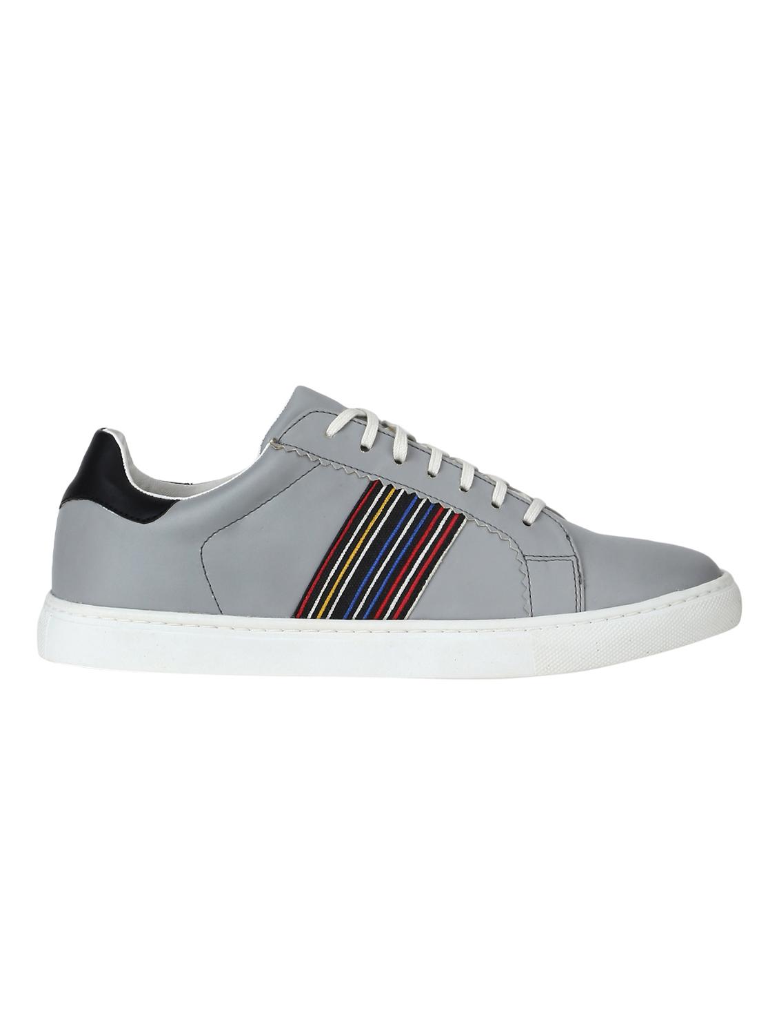 grey leatherette lace up sneakers - 15704981 - Zoom Image - 2