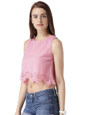cut work detail crop top - 15705146 - Standard Image - 2