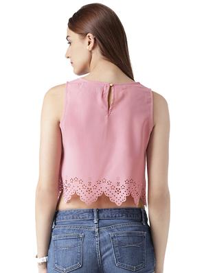 cut work detail crop top - 15705146 - Standard Image - 3