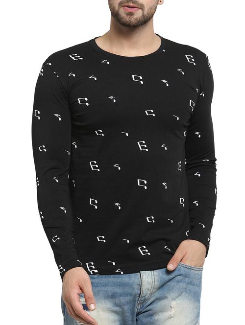 black cotton all over print t-shirt - 15705217 - Standard Image - 1