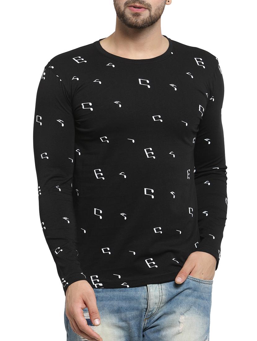 black cotton all over print t-shirt - 15705217 - Zoom Image - 1