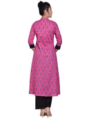 foil print a-line kurta - 15705259 - Standard Image - 3