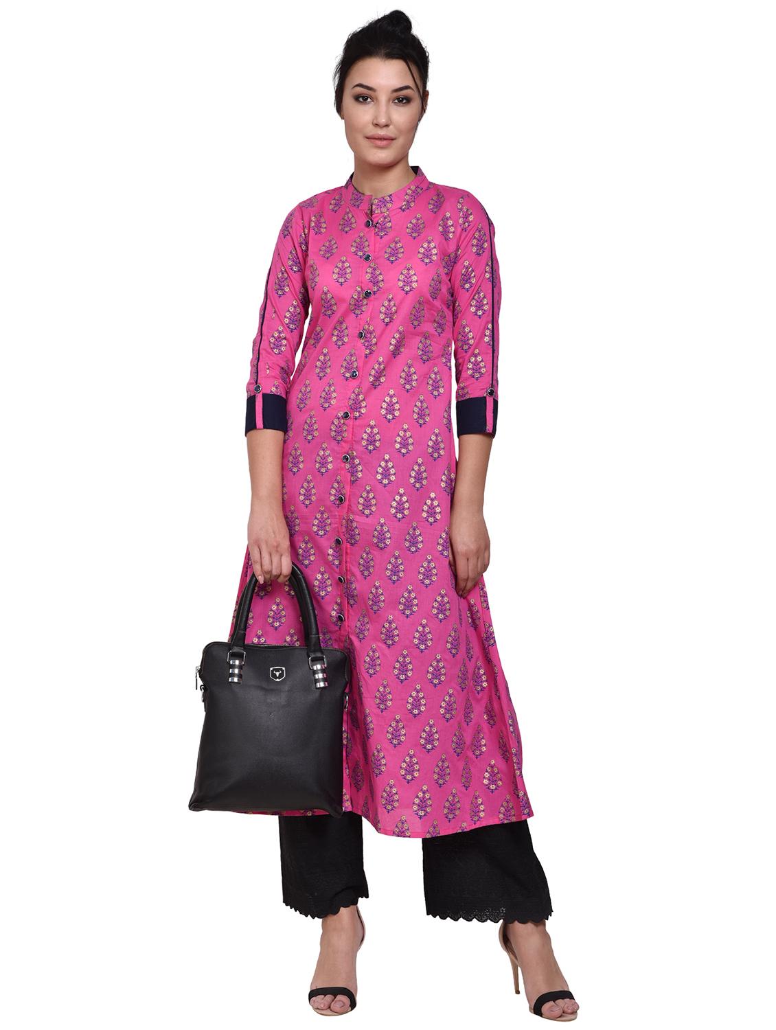 foil print a-line kurta - 15705259 - Zoom Image - 4