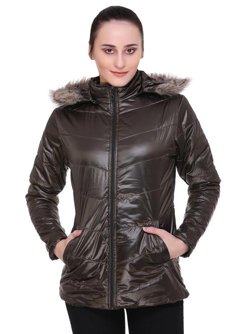 fur detail hooded neck quilted jacket - 15705346 - Very Small Image - 1
