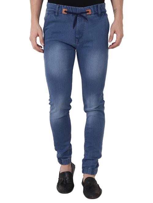 dark blue denim joggers - 15705564 - Standard Image - 1