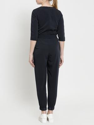 contrast piping tie belted jumpsuit - 15705920 - Standard Image - 3