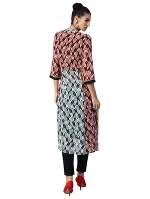 buttoned placket printed kurta with pant set - 15706133 - Standard Image - 3