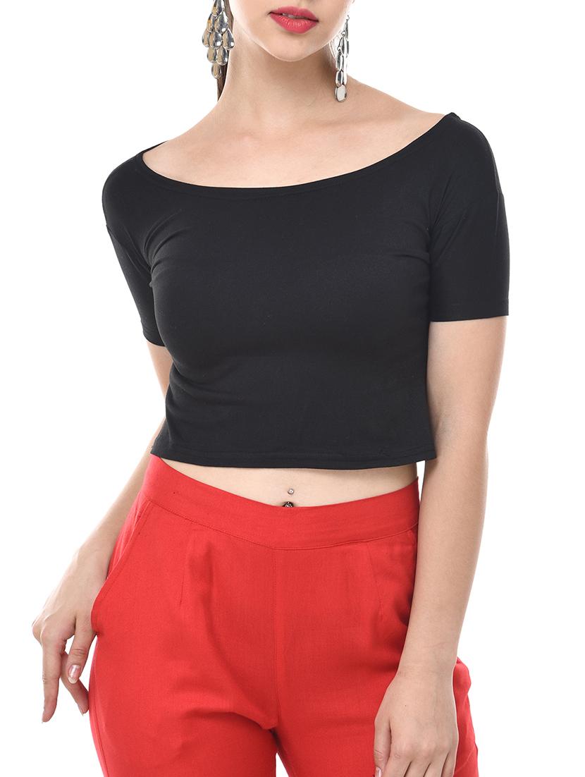 Scoop neck crop tee - 15706580 - Zoom Image - 1