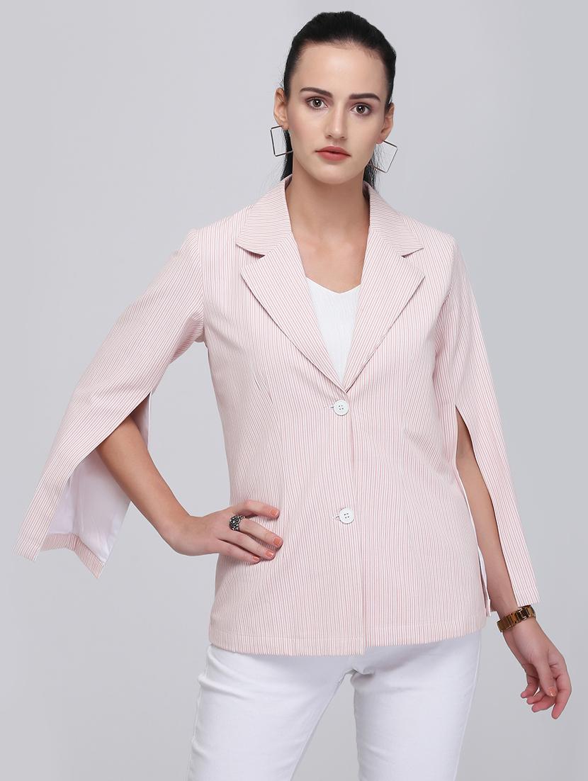 slit sleeved striped blazer - 15706667 - Zoom Image - 1