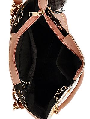 pink leatherette (pu) combo handbag - 15707060 - Standard Image - 3