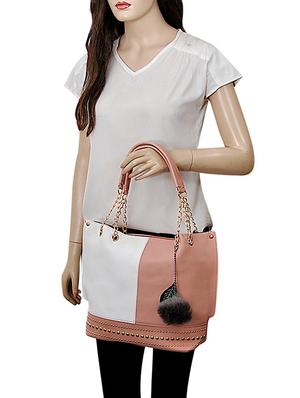 pink leatherette (pu) combo handbag - 15707060 - Standard Image - 5