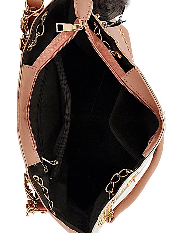 pink leatherette (pu) combo handbag - 15707060 - Zoom Image - 3