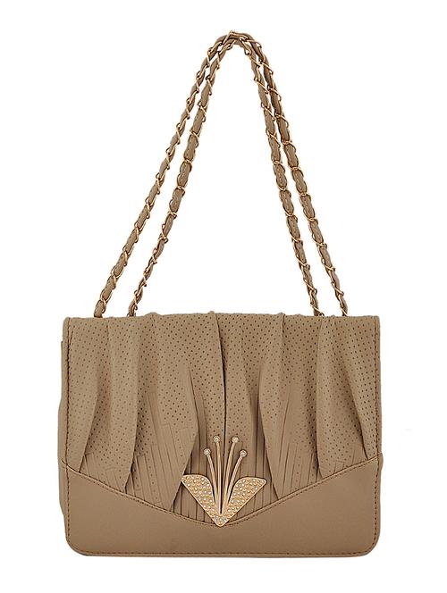 beige leatherette (pu) regular handbag - 15707068 - Standard Image - 1