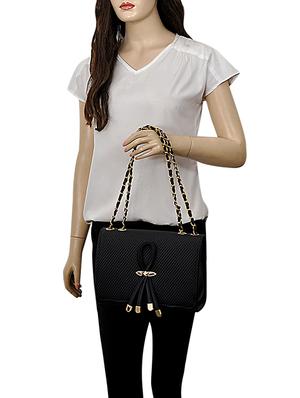 black leatherette (pu) regular handbag - 15707080 - Standard Image - 5