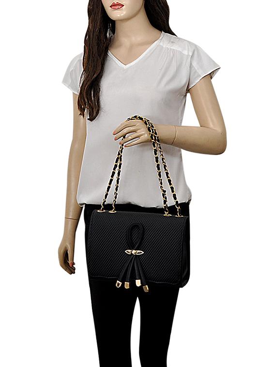 black leatherette (pu) regular handbag - 15707080 - Zoom Image - 5