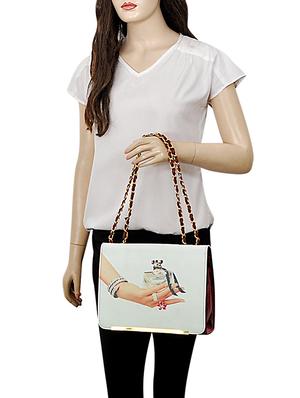 maroon leatherette (pu) regular handbag - 15707084 - Standard Image - 5