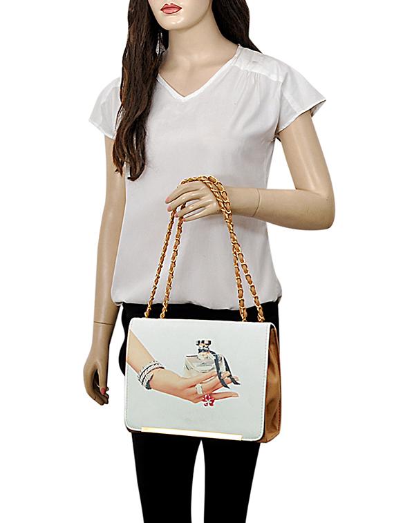 brown leatherette (pu) regular handbag - 15707085 - Zoom Image - 5