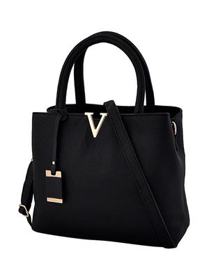 black leatherette (pu) regular handbag - 15707091 - Standard Image - 4