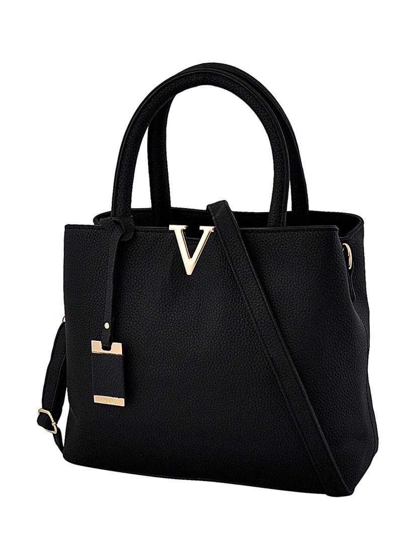 black leatherette (pu) regular handbag - 15707091 - Zoom Image - 4