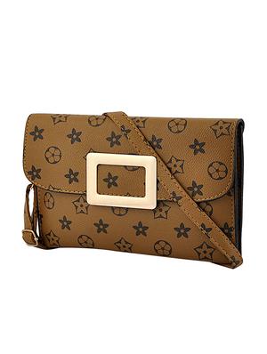 brown leatherette (pu) regular sling bag - 15707100 - Standard Image - 4