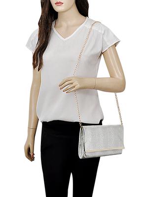 silver leatherette (pu) regular sling bag - 15707104 - Standard Image - 5