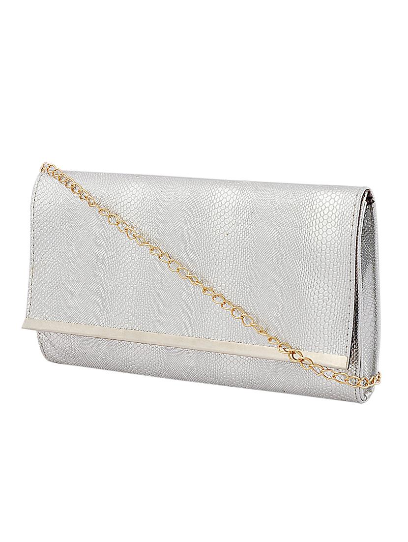 silver leatherette (pu) regular sling bag - 15707104 - Zoom Image - 4