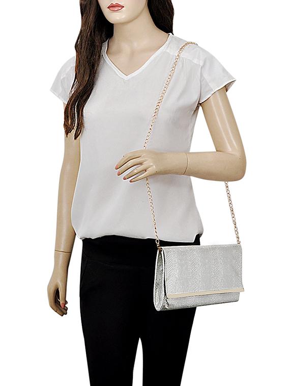 silver leatherette (pu) regular sling bag - 15707104 - Zoom Image - 5