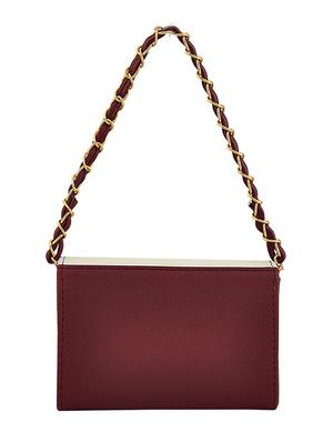maroon leatherette (pu) regular handbag - 15707115 - Standard Image - 2