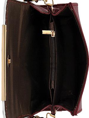 maroon leatherette (pu) regular handbag - 15707115 - Standard Image - 3