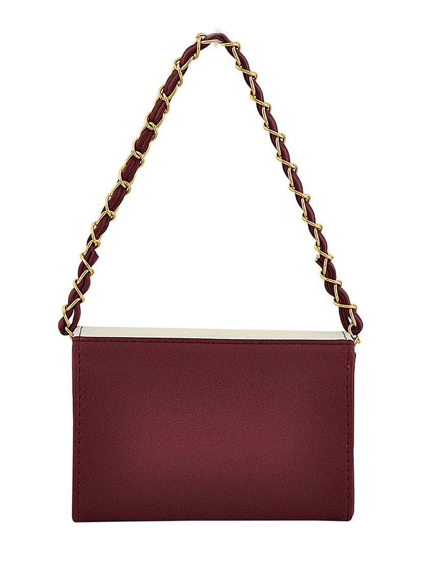 maroon leatherette (pu) regular handbag - 15707115 - Zoom Image - 2