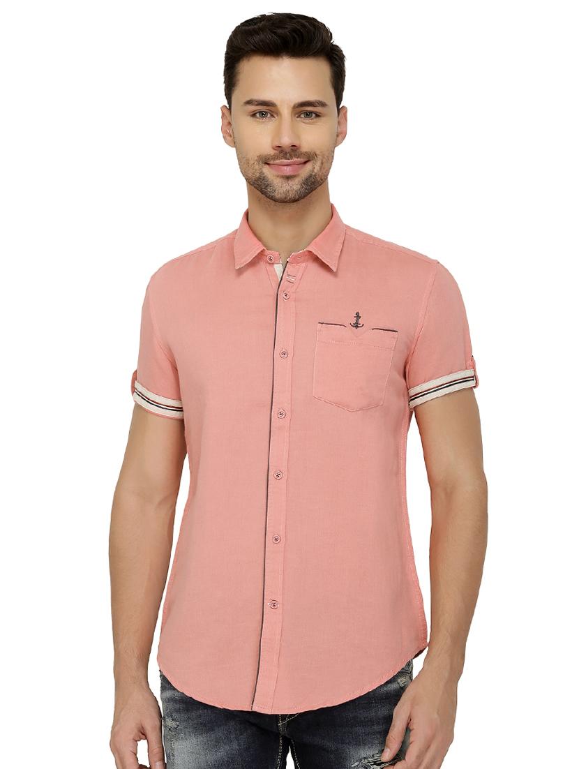 pink cotton blend casual shirt - 15707159 - Zoom Image - 1