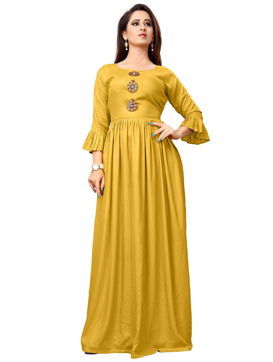 flared bell sleeves solid kurta - 15707403 - Zoom Image - 1