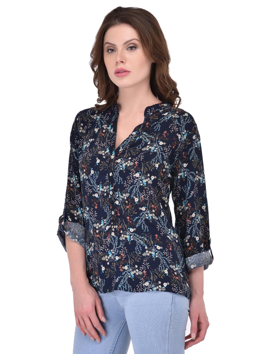 button detail pleated back floral top - 15707970 - Zoom Image - 2