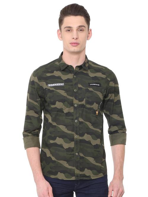 green cotton casual shirt - 15708097 - Standard Image - 1