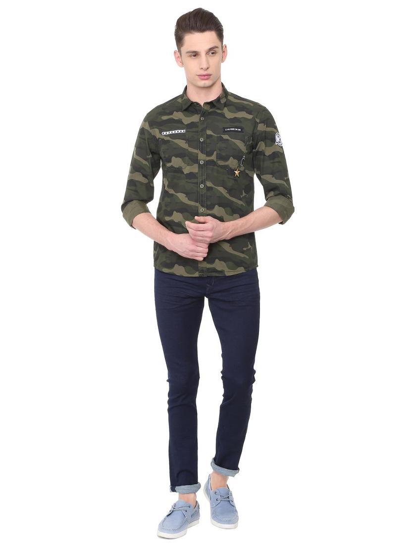 green cotton casual shirt - 15708097 - Zoom Image - 3
