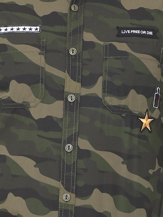 green cotton casual shirt - 15708097 - Zoom Image - 4