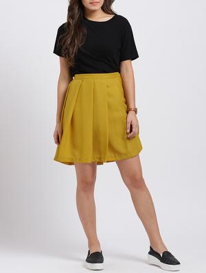 mustard yellow pleated skirt - 15708358 - Standard Image - 4