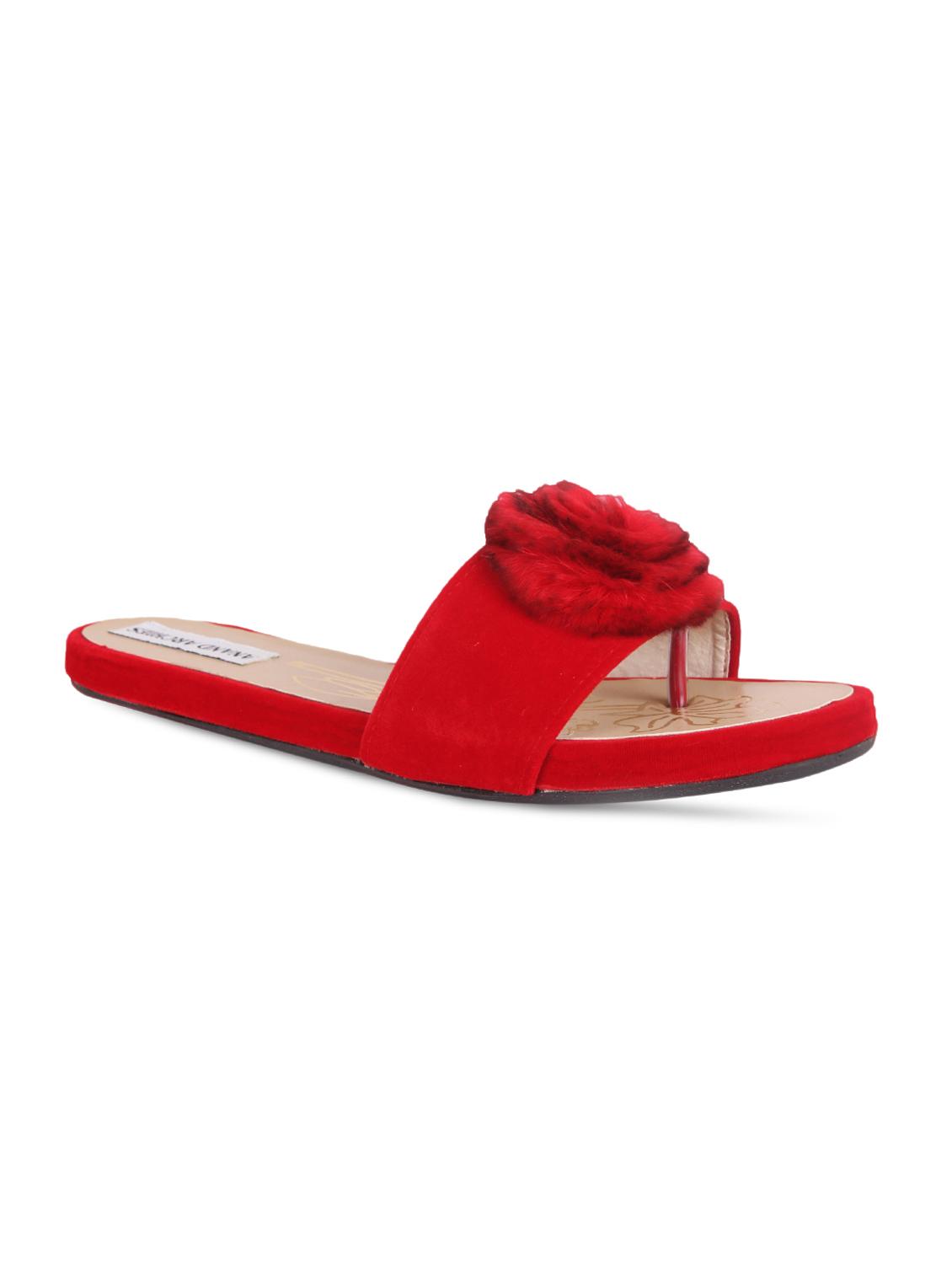 red faux leather slip on sandals - 15708817 - Zoom Image - 1