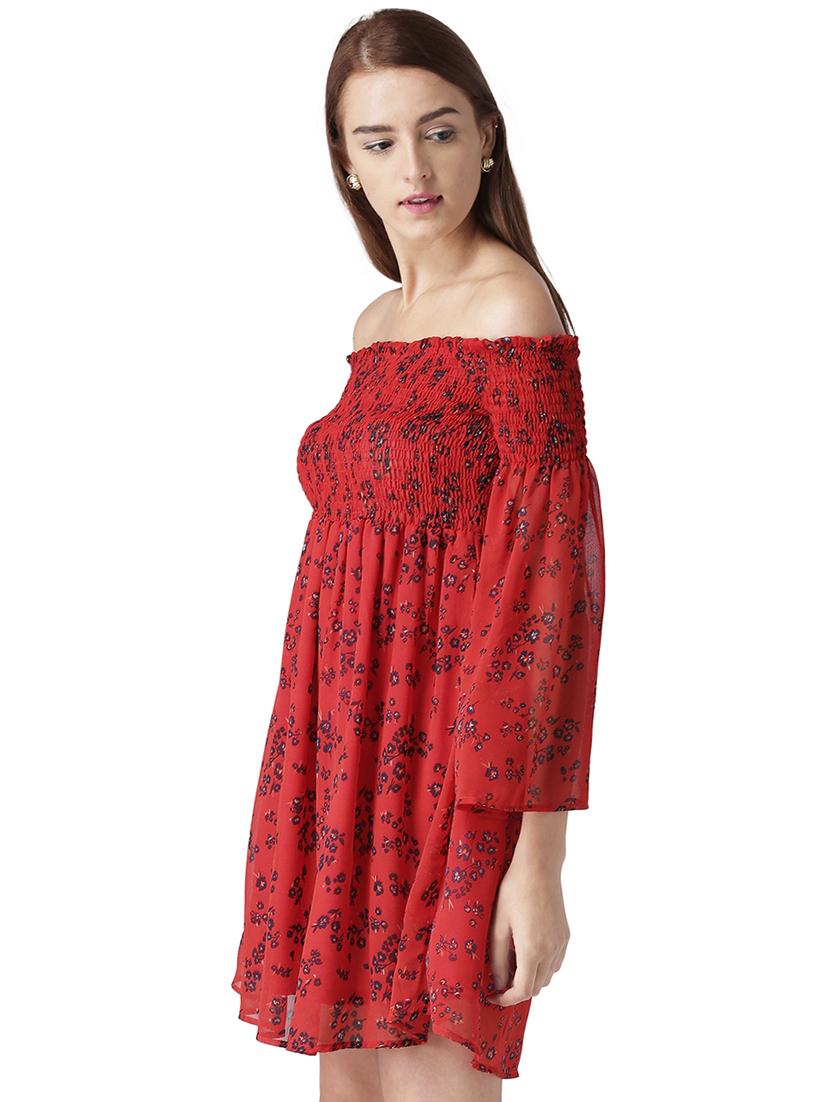 shirring detail off shoulder dress - 15709077 - Zoom Image - 2