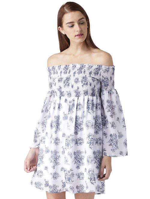 shirring detail off shoulder dress - 15709078 - Very Small Image - 1
