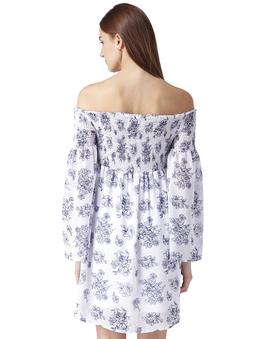 shirring detail off shoulder dress - 15709078 - Zoom Image - 3
