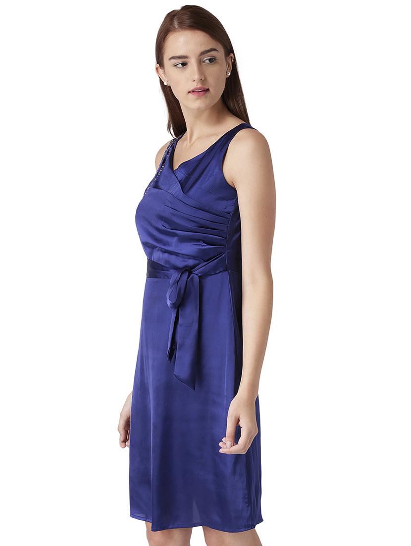 pleat detail sequined belted dress - 15709079 - Zoom Image - 2
