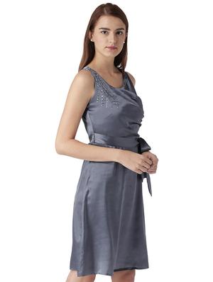 pleat detail sequined belted dress - 15709080 - Standard Image - 2