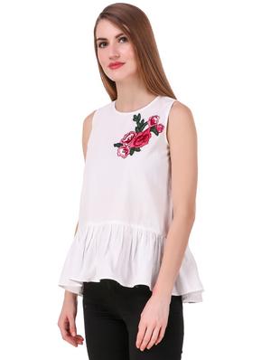 floral applique gathered detail top - 15709405 - Standard Image - 2