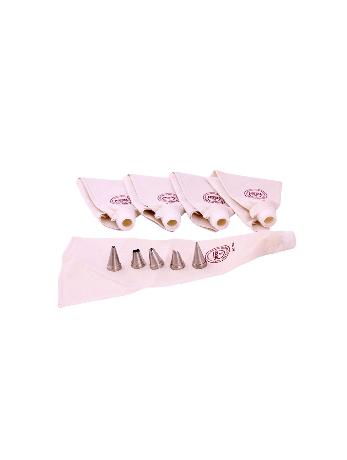 cake decoration cotton icing bag (reusable) 35cm set of 5 with 5 nozzle s2, cream - 15709599 - Zoom Image - 1