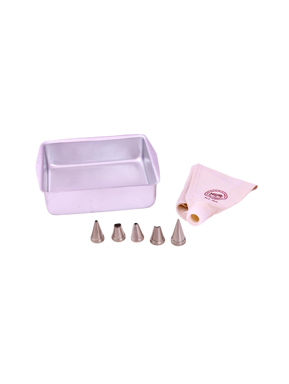 cotton icing bag 35cm s2 with 5 nozzle & square cake mould medium combo, cream - 15709605 - Zoom Image - 1