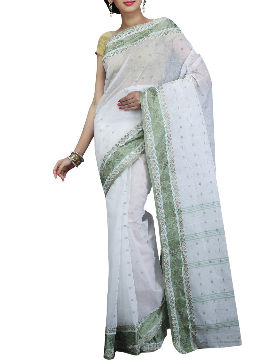 Paisley bordered tant saree - 15709757 - Zoom Image - 1